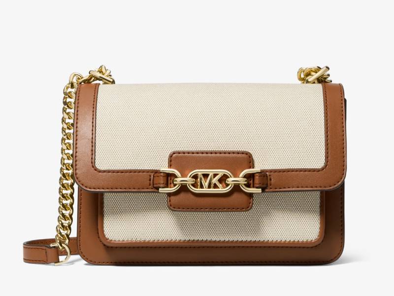 michael kors heather canvas and faux leather shoulder bag