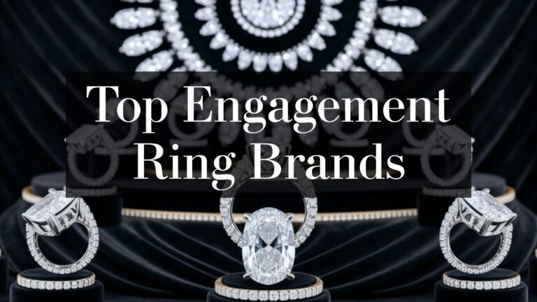 The image features a stunning high-end engagement ring showcasing an oval-cut diamond with exceptional clarity and brilliance, nestled in a bespoke platinum halo setting adorned with smaller diamonds. The band is a mix of pavé and cathedral styles, enhancing the ring's elegance and creating a brilliant focal point. The luxurious backdrop highlights the craftsmanship and intricate design of the piece, making it an eye-catching centerpiece.